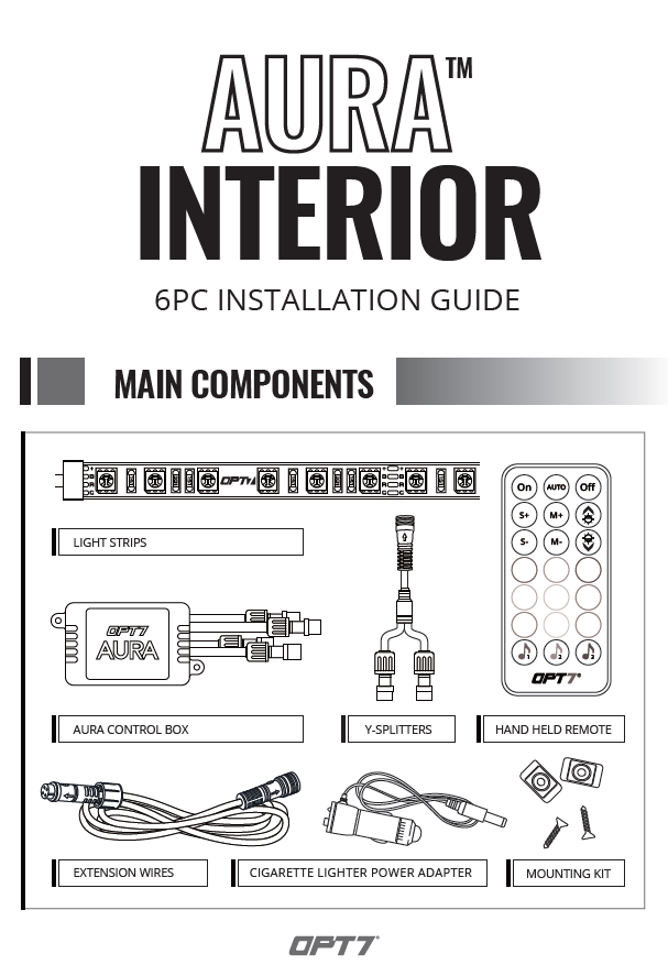 AURA LED Single Row Interior Lighting Kit (G) Installation Guide (6Strips)